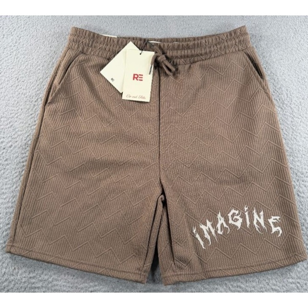 Riot Empire Imagine Textured Shorts Mens Medium Brown Stretch Drawstring NWT